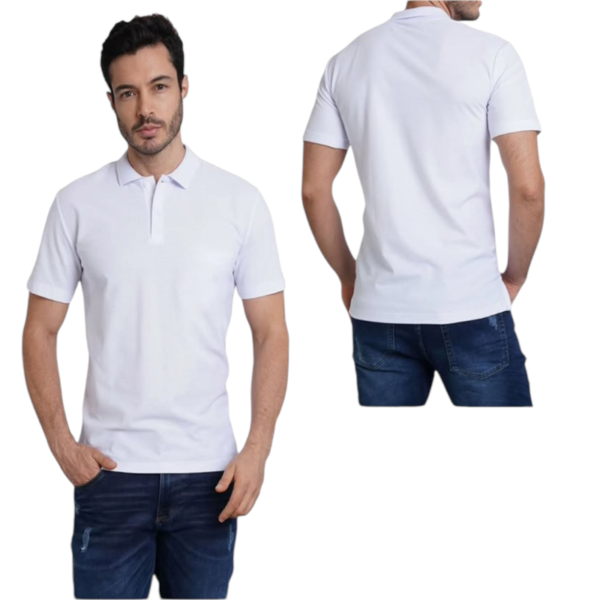 Camiseta Tipo Polo Escolar Blanca