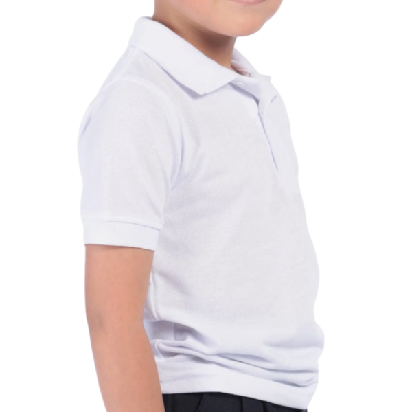 Camiseta Tipo Polo Colegial Blanca Niños - Image 2