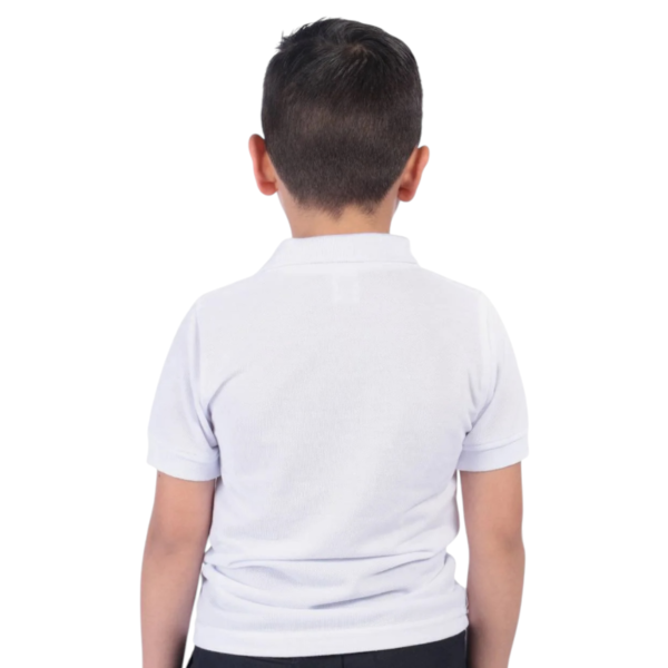 Camiseta Tipo Polo Colegial Blanca Niños - Image 3