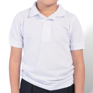 Camiseta Tipo Polo Colegial Blanca Niños