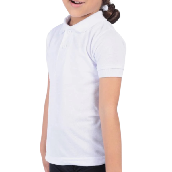 Camiseta Tipo Polo Colegial Blanca Niños - Image 5