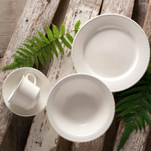 Vajilla Corona Perla blanco 4 puestos 16 piezas