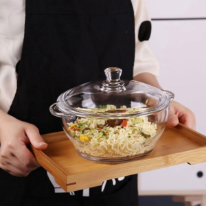 Olla De Vidrio Con Tapa y Asas