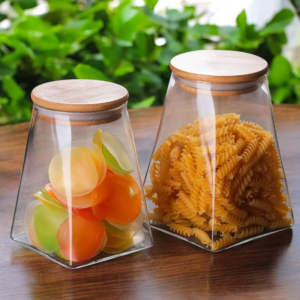 Frasco De Vidrio Con Tapa De Bambú