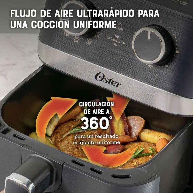 Freidora De Aire Manual Oster® Diamondforce, 4l Ckstaf401mdf Color Negro 110V - Image 4
