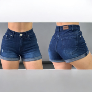 Short Level Mine Dama Tiro Alto Con Dobladillo