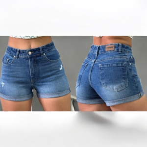 Short Level Nine Mezclilla Azul Oscuro Con Doblez