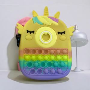 Mochila Infantil Unicornio Amarillo Con Arcoíris