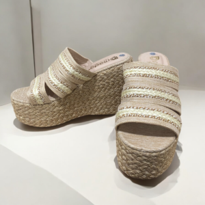 Sandalias Plataforma Étnicas Con Bordado En Mostacilla