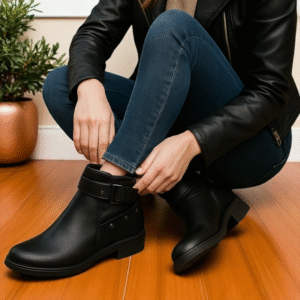 Botines Negros con Hebilla y Taches