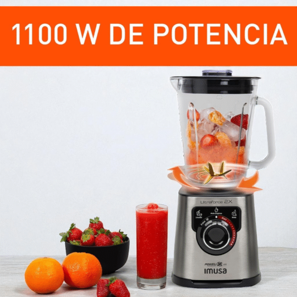 Licuadora IMUSA Ultraforce 2X, 1100W, Vaso Vidrio 2L, Picatodo y Molino - Image 7