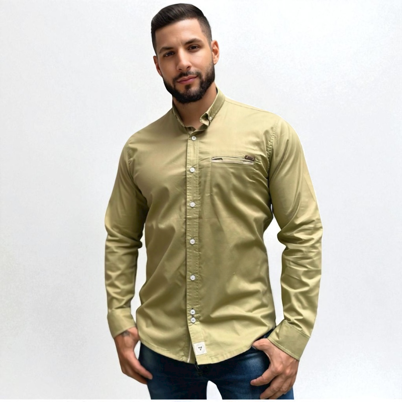 Camisa Casual Oliva Elegante