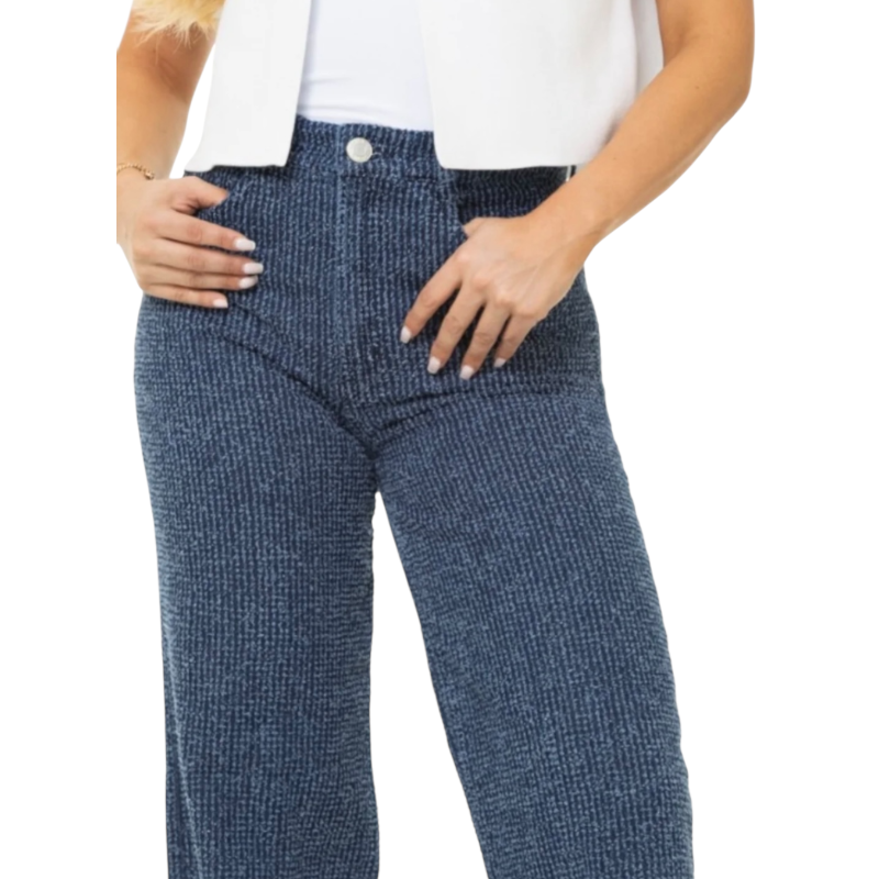 Jean Wide Leg Texturizado Azul Oscuro - Image 2