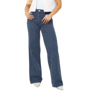 Jean Wide Leg Texturizado Azul Oscuro