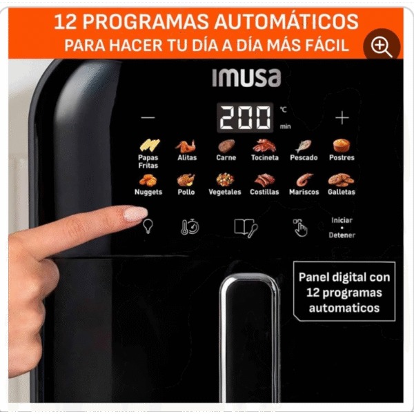 Freidora de Aire IMUSA Easy Fry Turbo 6L, Tecnología Infra Heat - Image 4