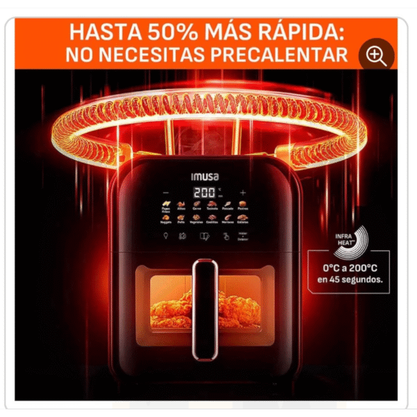 Freidora de Aire IMUSA Easy Fry Turbo 6L, Tecnología Infra Heat - Image 3