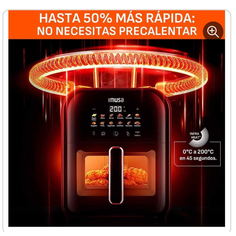 Freidora de Aire IMUSA Easy Fry Turbo 6L, Tecnología Infra Heat - Image 3