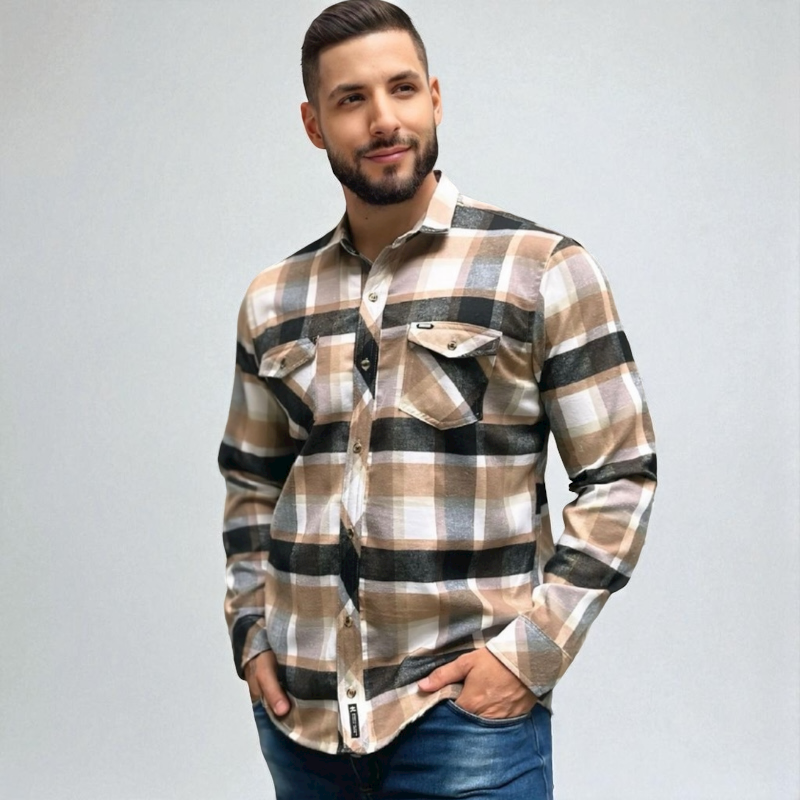 Camisa Leñera a Cuadro Café Clásica