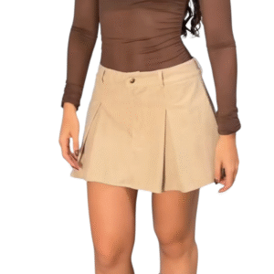 Falda Corduroy con Pliegues y Bolsillos