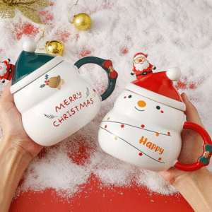 Taza Navideña con Sombrero y Santa 🎅☕