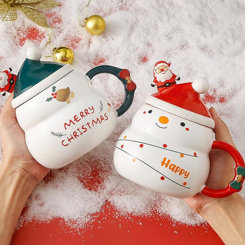 Taza Navideña con Sombrero y Santa 🎅☕