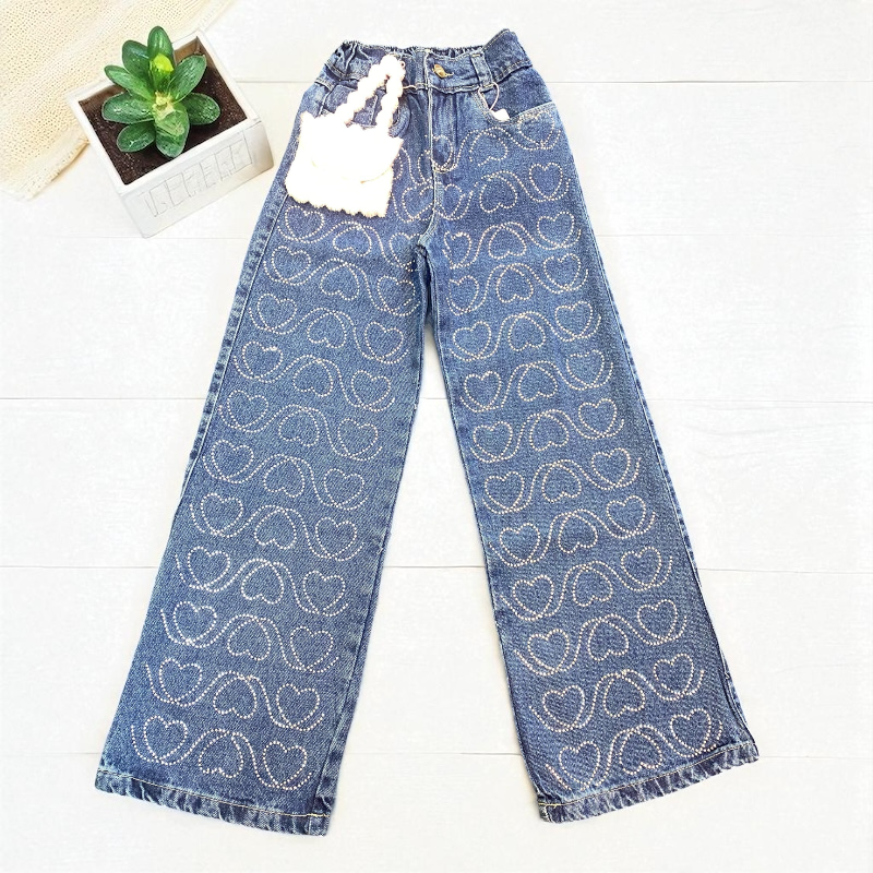Jean Bota Ancha Mini Hearts para Niña - Image 2