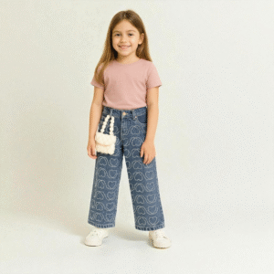 Jean Bota Ancha Mini Hearts para Niña