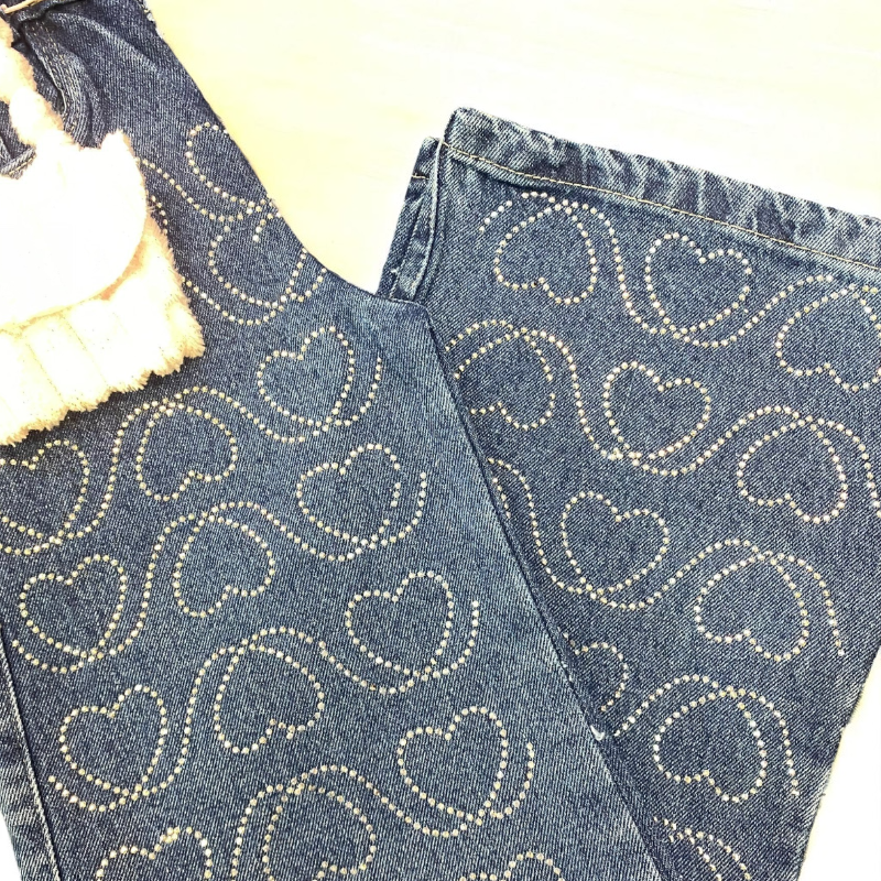 Jean Bota Ancha Mini Hearts para Niña - Image 3