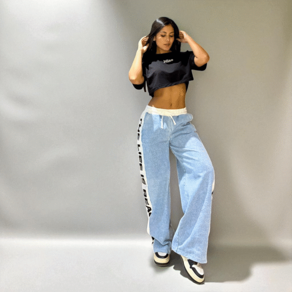 Jeans Wide Leg “Life is Beautiful” - Image 3
