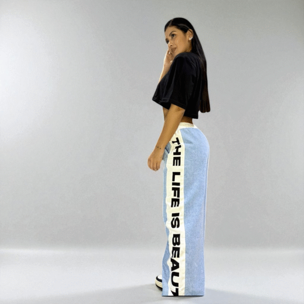 Jeans Wide Leg “Life is Beautiful” - Image 2