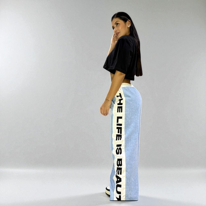 Jeans Wide Leg “Life is Beautiful” - Image 2