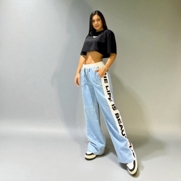 Jeans Wide Leg “Life is Beautiful” - Image 4
