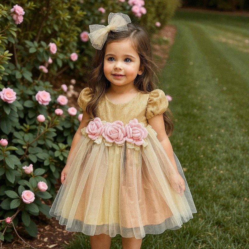 Vestido Elegante Floral en Tul - Junior