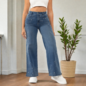 Jean Wide Leg Perlas y Brillos