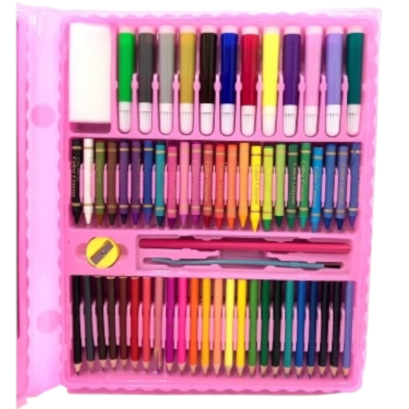Set Artístico Infantil 208 Piezas Multicolor – Estuche Completo en Rosado o Azul - Image 4