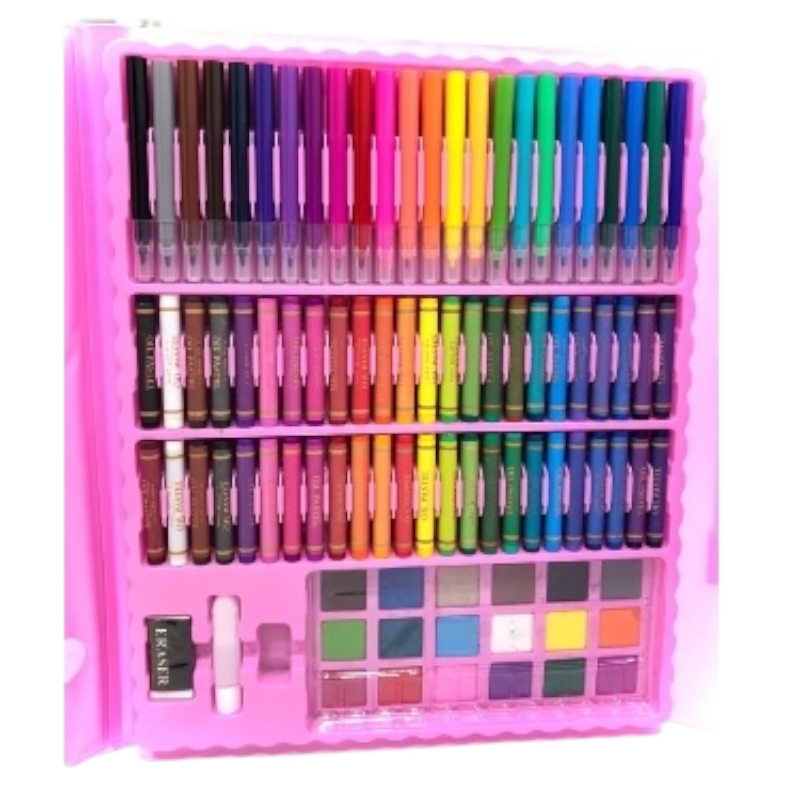 Set Artístico Infantil 208 Piezas Multicolor – Estuche Completo en Rosado o Azul - Image 3