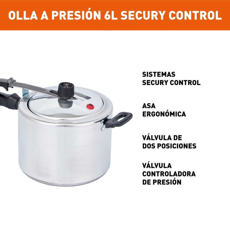Olla a Presión IMUSA Secury Control 6 Litros Cierre Interno - Image 2