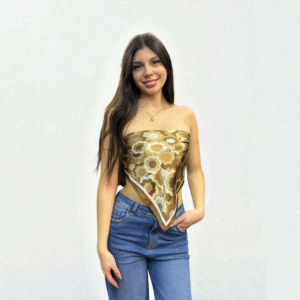 Pañoleta Floral Clásica Café