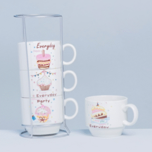 Set de Tazas Sweet Cake x4 con Base Metálica