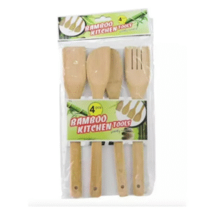 Set de Utensilios de Cocina en Bambú x4 Piezas