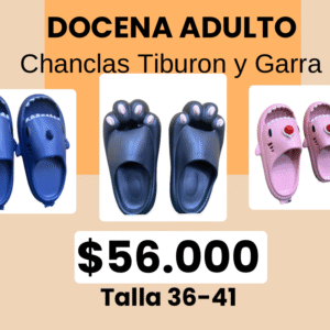 Docena de Chanclas Adulto Surtidas – Diseño Garra y Tiburon