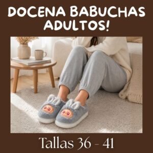 Docena Surtida Babuchas para Adulto Afelpadas |Tallas 36 a la 41