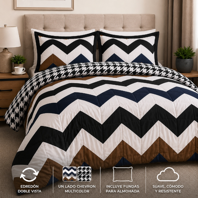 Acolchado Doble Faz Chevron Multicolor - Image 2