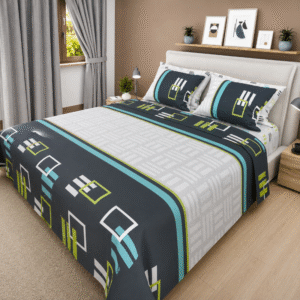 Sábana Estampada Geométrica Gris - Cama Doble