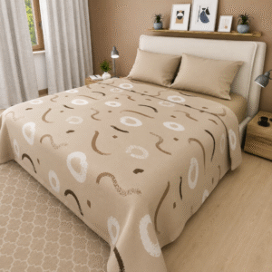 Sábana Estampada Abstracta Beige - Cama Doble