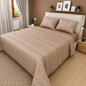 Sábana Estampada Líneas Multicolor Nude - Cama King