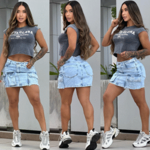Falda Short Denim Cargo Vintage