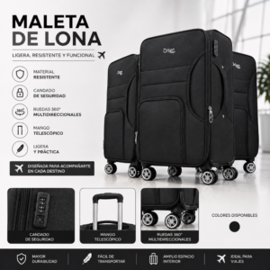 MALETA NEGRA DE LONA 23KG