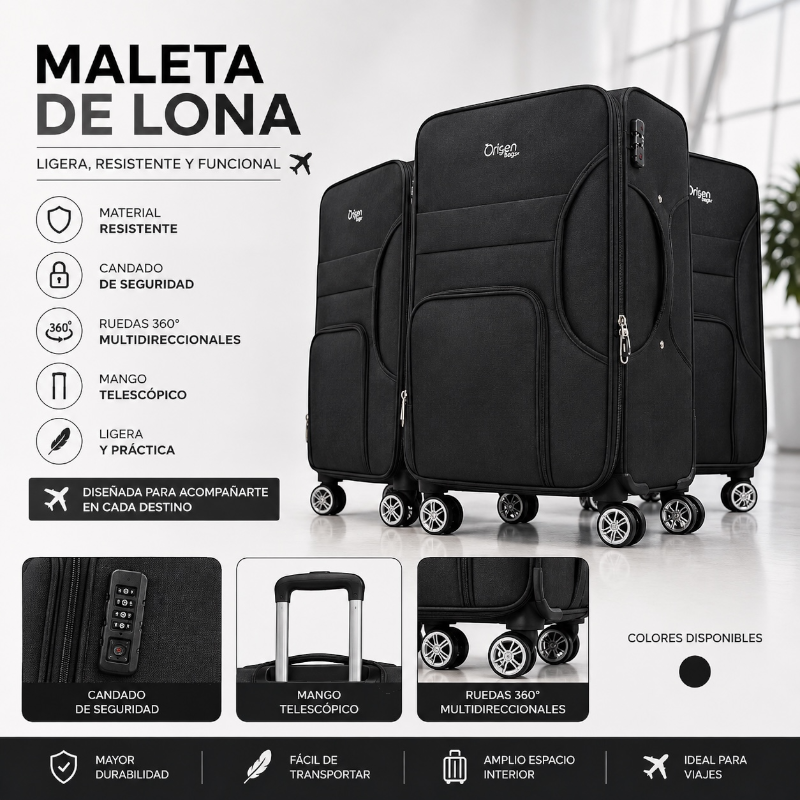 MALETA NEGRA DE LONA 23KG