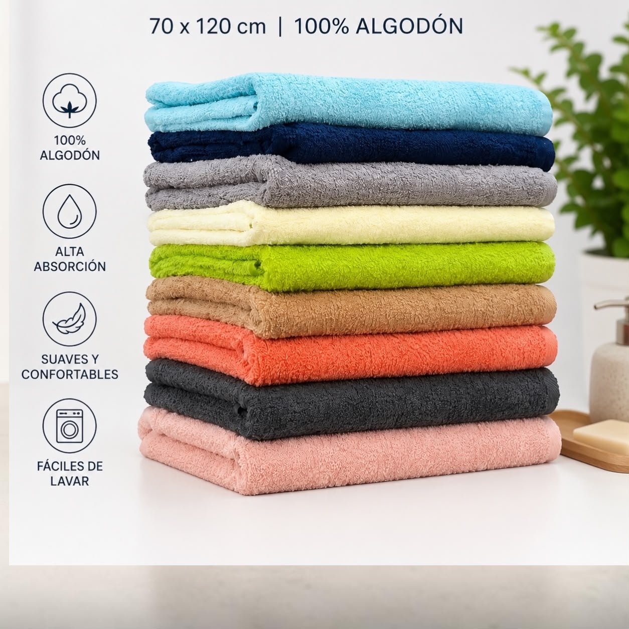Toalla 100% algodón 70x120cm 400g